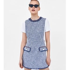 Zara textures weave dress with buttons